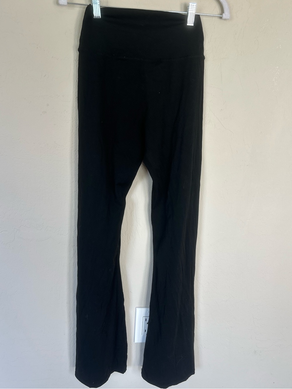 Womens Black Leggings Wide Leg Size Small  (1700)